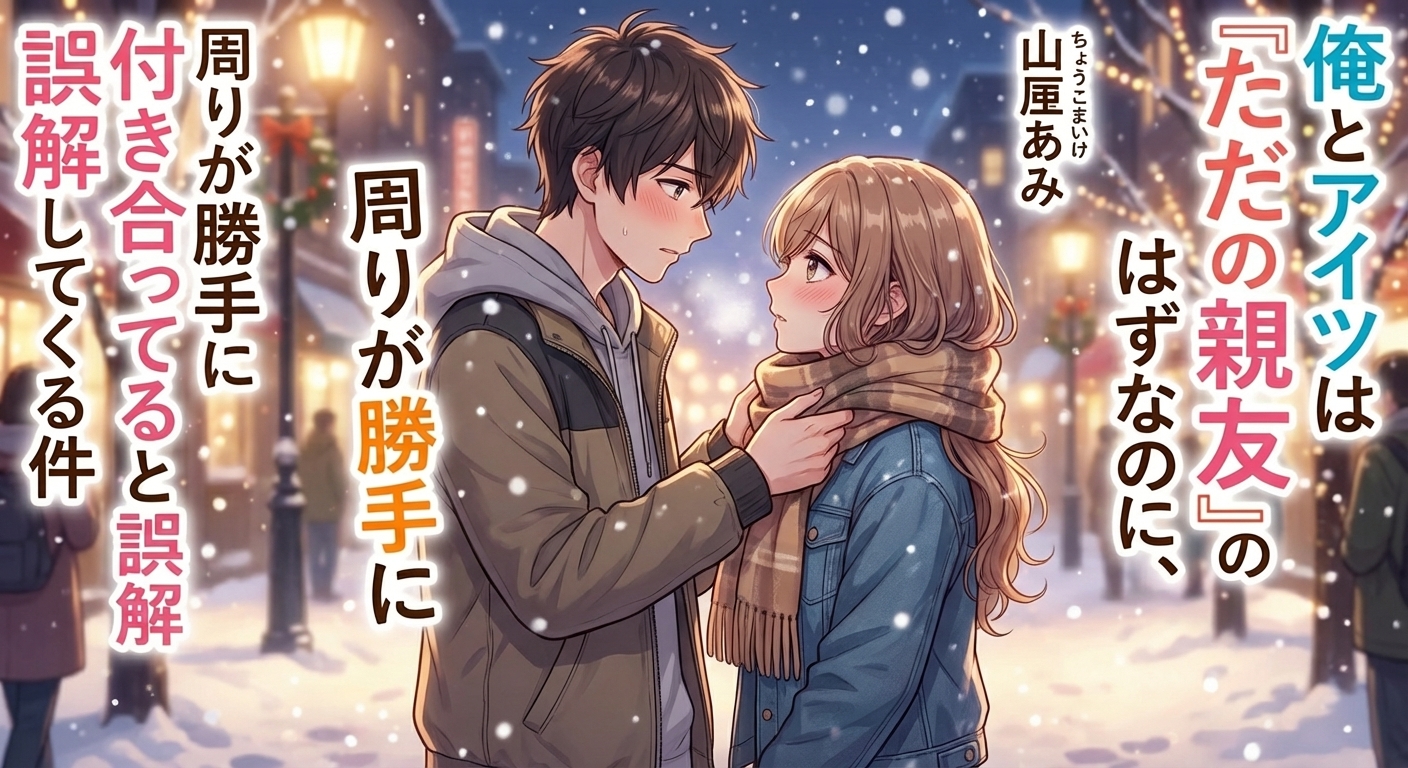 雪が降る冬の夜道で、悠が寒がる凛に自分のマフラーを巻いてあげるシーン